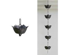 AIJILI Catene for la Pioggia, Grandi Catene for la Pioggia a Forma di Loto, in Lega di ABS/Alluminio/Rame, Decorative, for grondaie, pluviali di Ricambio for grondaie.(Black 3,3.5m/11.5ft)