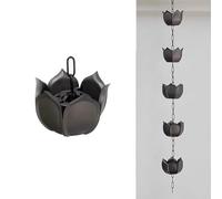 AIJILI Catene for la Pioggia, Grandi Catene for la Pioggia a Forma di Loto, in Lega di ABS/Alluminio/Rame, Decorative, for grondaie, pluviali di Ricambio for grondaie.(Black 2,3.5m/11.5ft)