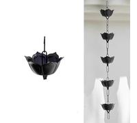 AIJILI Catene for la Pioggia, Grandi Catene for la Pioggia a Forma di Loto, in Lega di ABS/Alluminio/Rame, Decorative, for grondaie, pluviali di Ricambio for grondaie.(Black 1,2.0m/6.5ft)