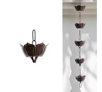 AIJILI Catene for la Pioggia, Grandi Catene for la Pioggia a Forma di Loto, in Lega di ABS/Alluminio/Rame, Decorative, for grondaie, pluviali di Ricambio for grondaie.(Brown,4.5m/15ft)