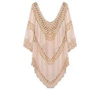 AiJump Donna Crochet Tunica Abito da Spiaggia Parei Copri Bikini Costume da Bagno Cover Up