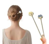 Aikaka 2 bastoncini per capelli a forma di fiore di loto per chignon, forcine per capelli da donna, chignon e acconciature senza danni ai capelli, in metallo, ottima tenuta, adatti per capelli fini e
