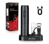 AIKARO - Cavatappi Elettrico Apribottiglie Elettronica Automatico per Vino, Ricaricabile (Set B)