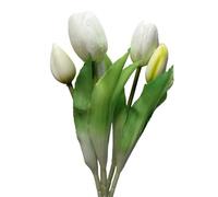 Aikeis 5 tulipani simulati, il bouquet di tulipani non sbiadisce mai e si sente realistico, adatto per la casa, il soggiorno bouquet da tavolo (bianco)