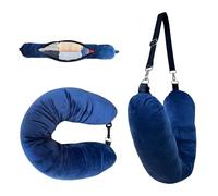 Aikeis Cuscino cervicale da riempire, a forma di U, adatto per voli a lungo raggio in aereo, auto, nave, cuscino cervicale da viaggio, per riempire (vestiti), cuscino cervicale da viaggio (blu)