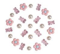 Aikeis Orso e margherita, decorazione per scarpe, adatto per donne, ragazze e bambini (10 orsi rosa + 11 perline bianche + 6 margherite rosa), Resina