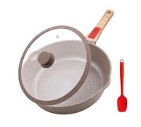 AIKENBBKK padella in ceramica 24 cm con coperchio, padella con rivestimento antiaderente con manico rimovibile, adatta a tutti i piani di cottura, adatta al forno e lavabile in lavastoviglie (Marrone)