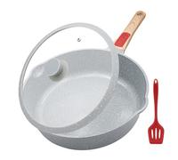 AIKENBBKK padella in ceramica 28 cm con coperchio, padella con rivestimento antiaderente con manico rimovibile, adatta a tutti i piani di cottura, adatta al forno e lavabile in lavastoviglie (Blu)