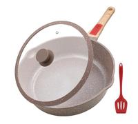 AIKENBBKK padella in ceramica 28 cm con coperchio, padella con rivestimento antiaderente con manico rimovibile, adatta a tutti i piani di cottura, adatta al forno e lavabile in lavastoviglie (Marrone)