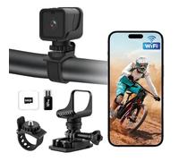 AIKER Dash cam Moto Mini,Versione Aggiornata WiFi Action Cam IP66 Impermeabile,1080PHD&Angolo Ampio Di 120°Telecamera Moto,Regolazione Automatica Del Livello Dashcam Motos 64GB scheda memoria