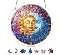 Aikimfuly Puzzle in acrilico, acchiappasole con rami d'amore, da appendere alla finestra, regalo per donne (sole e luna in armonia, 2 m (20,8 x 20,8 cm)