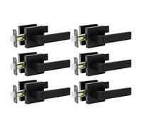 AIKKIL Set di 6 maniglie per porte interne, colore nero opaco, set di leve senza chiave, resistente, per la privacy, per camera da letto o bagno, serratura con maniglia reversibile per porte a