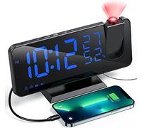 Aikove Sveglia da Comodino Digitale con Proiettore, Sveglia Multifunzionale con Fm Radio, 3 Livelli di Luminosità, Snooze e 15 Livelli di Volume, 12/24 Ore, per Camera da Letto, Casa, Ufficio