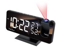 Aikove Sveglia Digitale da Comodino con Proiettore, Fm Radio, Usb Doppi, 3 Livelli Luminosità, Snooze e 15 Livelli di Volume, 12/24h, Multifunzionale, per Camera da Letto
