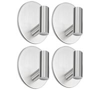 Aikzik SAH-STY-0101 4 STK. Ganci autoadesivi, max 8 kg, gancio per accappatoio, gancio per asciugamani, gancio da parete in acciaio inox, per bagno e cucina, senza viti, argento
