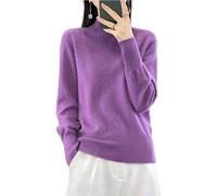 Ailaile 100% lana merino maglione donna collo alto manica lunga caldo lavorato a maglia pullover autunno inverno base top, Viola, XX-Large