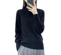 Ailaile 100% lana merino maglione donna collo alto manica lunga caldo lavorato a maglia pullover autunno inverno base top, nero, S