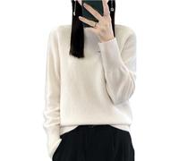 Ailaile 100% lana merino maglione donna collo alto manica lunga caldo lavorato a maglia pullover autunno inverno base top, Beige, S