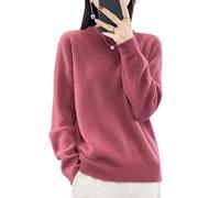Ailaile Autunno Inverno 100% Lana Merino Maglioni Donna O-Collo Off Spalla Manica Lavorata A Maglia Spessa Pullover Largo Top, Rosso fagiolo, XL