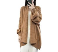 Ailaile Cardigan in lana merino maglioni da donna autunno inverno spesso caldo capispalla lavorato a maglia aperto davanti cappotto con tasche, Cammello Giallo, M