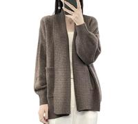 Ailaile Cardigan in lana merino maglioni da donna autunno inverno spesso caldo capispalla lavorato a maglia aperto davanti cappotto con tasche, Marrone moka, L