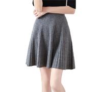 Ailaile Gonna corta Donna Autunno Inverno 100% Lana Merino Maglia Gonna Ragazza A Costine Elastico In Vita Gonne, grigio scuro, L