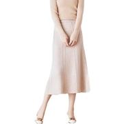 Ailaile Gonna lunga da donna Autunno Inverno 100% Lana Merino Maglia Gonna a Costine Elastico in Vita Calda Gonna Maglione, Cammello Latte, XX-Large