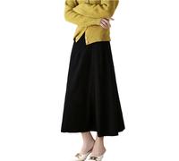 Ailaile Gonna lunga da donna Autunno Inverno 100% Lana Merino Maglia Gonna A Costine Elastico Solido Caldo Maglione Gonne, nero, L