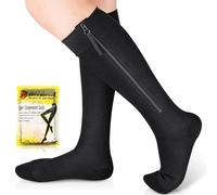 Ailaka - Calze a compressione con cerniera, 15-20 mmHg, calze a compressione mediche per donne e uomini, calze di supporto con cerniera per vene varicose, edema, recupero, gravidanza (Nero, M)