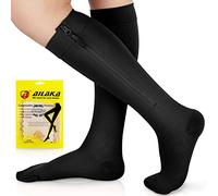 Ailaka Calzini a compressione con cerniera, per uomini e donne, 20-30 mmHg, con punta chiusa, fino al ginocchio, calze a compressione medica con cerniera, calze con zip per vene varicose, edema