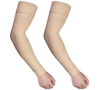 Ailaka Manicotti a compressione medica per uomo e donna, 20-30 mmHg, per linfedema, supporto per dolori alle braccia, Beige, XL（1 Pair）