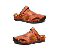 Ailan 1 paio di sandali da uomo primavera traspiranti casual eleganti impermeabili in tinta unita sostituzione scarpe da spiaggia da viaggio, Rosso marrone, quaranta