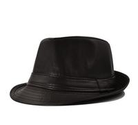 Ailan Cappelli stile Fedora e borsalino a Per tesa larga da uomo Cappelli britannici in pelle premium Uomo Ragazzi Cappelli da viaggio invernali Cappelli Fedora in pelle PU in finta pelle, Caffè