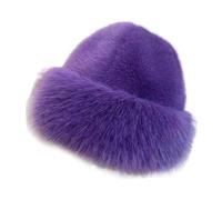 Ailan Cappello invernale cosacco russo caldo invernale da pescatore a secchiello per attività eleganti durante il freddo, cappello cosacco da donna in pelliccia sintetica, Viola, per 60 cm