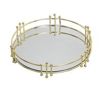 Ailan Elegante espositore da tavolo per gioielli, contenitore rotondo per gioielli, specchio da parete, espositore tavolo con specchio, D'oro, 25.8x5.9 cm