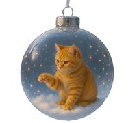 Ailan Globo di neve 3D con gatto, decorazioni per l'albero di Natale, ciondolo leggero, acrilico leggero, per gli amanti dei gatti Natale, E