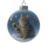 Ailan Globo di neve 3D con gatto, decorazioni per l'albero di Natale, ciondolo leggero, acrilico leggero, per gli amanti dei gatti Natale, D