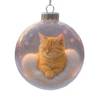 Ailan Globo di neve 3D con gatto, decorazioni per l'albero di Natale, ciondolo leggero, acrilico leggero, per gli amanti dei gatti Natale, UN