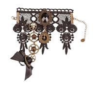 Ailan Guanti con lacci, bracciale da sposa, accessorio per gioielli da sposa in stile vittoriano, stile steampunk, donna, in gotico, floreale, pizzo, steampunk, anello polso, guanti