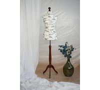 AILANT Manichino donna sartoriale dark wood stand (cream/black Flowers, 38/40 XS)