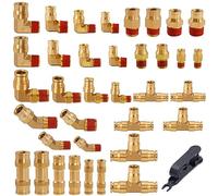 Ailbiuko Kit assortito di raccordi per tubi freno ad aria DOT in ottone da 1/4" 3/8" 1/2" Push to Connect Kit di riparazione del sistema pneumatico per camion, raccordo freno pneumatico a gomito