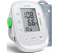 AILE Misuratore Di Pressione Braccio, Macchinetta Pressione Da Braccio,Sfigmomanometro Misuratore Pressione Da Braccio Polsino Grande 8.7”-16.5” (Misura Pressione Da Braccio), 2 * 99 Letture (Bianco)