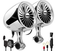 Aileap SPK350X 4 pollici Full Range Impermeabile Moto Altoparlanti stereo Bluetooth Amplificatore per Motociclo Sistema audio per ATV RZR UTV (Cromo,Ventilatore)