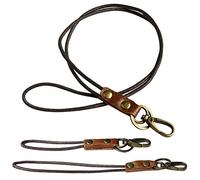 Aileder - Cordino da collo in pelle, 3 pezzi, con chiusura in metallo resistente, per porta tessere, chiavi, cellulare, unità USB, fotocamera, lettore musicale (set di 3 cordini)
