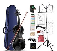 Aileen Violino 4/4 per Adulti Principianti, Kit di Avviamento al Violino per Bambini dai 12 anni in su, Set di Violini Neri per Studenti con 13 Accessori, incluso Esclusivo Adesivo per Tastiera
