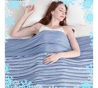 Ailemei Direct Estiva Coperta di Rinfrescante 2 Lati, Super Morbido Traspirante Coperta di Raffreddamento, Traspirante Leggera per Divano Letto Viaggio, 229 x 274 cm Blu