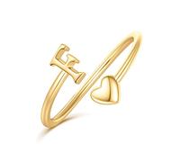 Ailetop Cestino pasquale Stuffers - Anelli iniziali per donne ragazze, anelli regolabili per donne non ossidano lettera A-Z anello cuore delicato adolescenti ragazze regali alla moda gioielli regalo