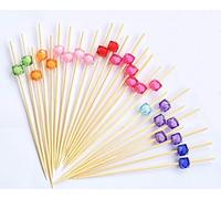 AILEXI Bastoncini da cocktail in legno, 100 pezzi, accessori per feste, con balze, frutta, sandwich, stuzzichini, perle acriliche multicolore