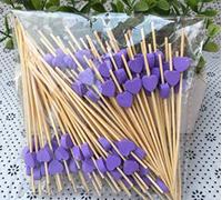 AILEXI Bastoncini da cocktail in legno, 100 pezzi, per feste, cibo, frutta, sandwich, stuzzichini, cuori, viola