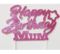 AILEXI Toppers glitterati fatti a mano con 1 glitter - Happy Birthday Mum Rose Red